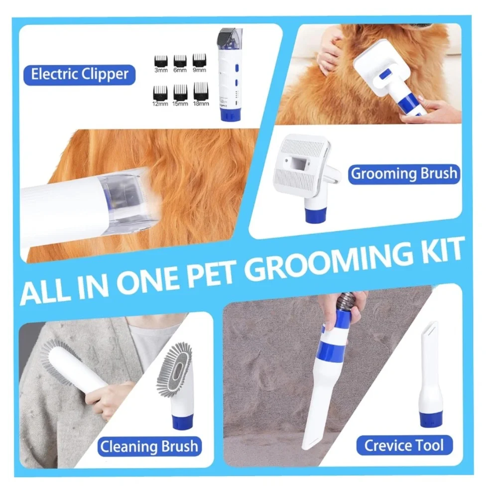 Cordless Rechargeable Pet Grooming Kit and Vacuum